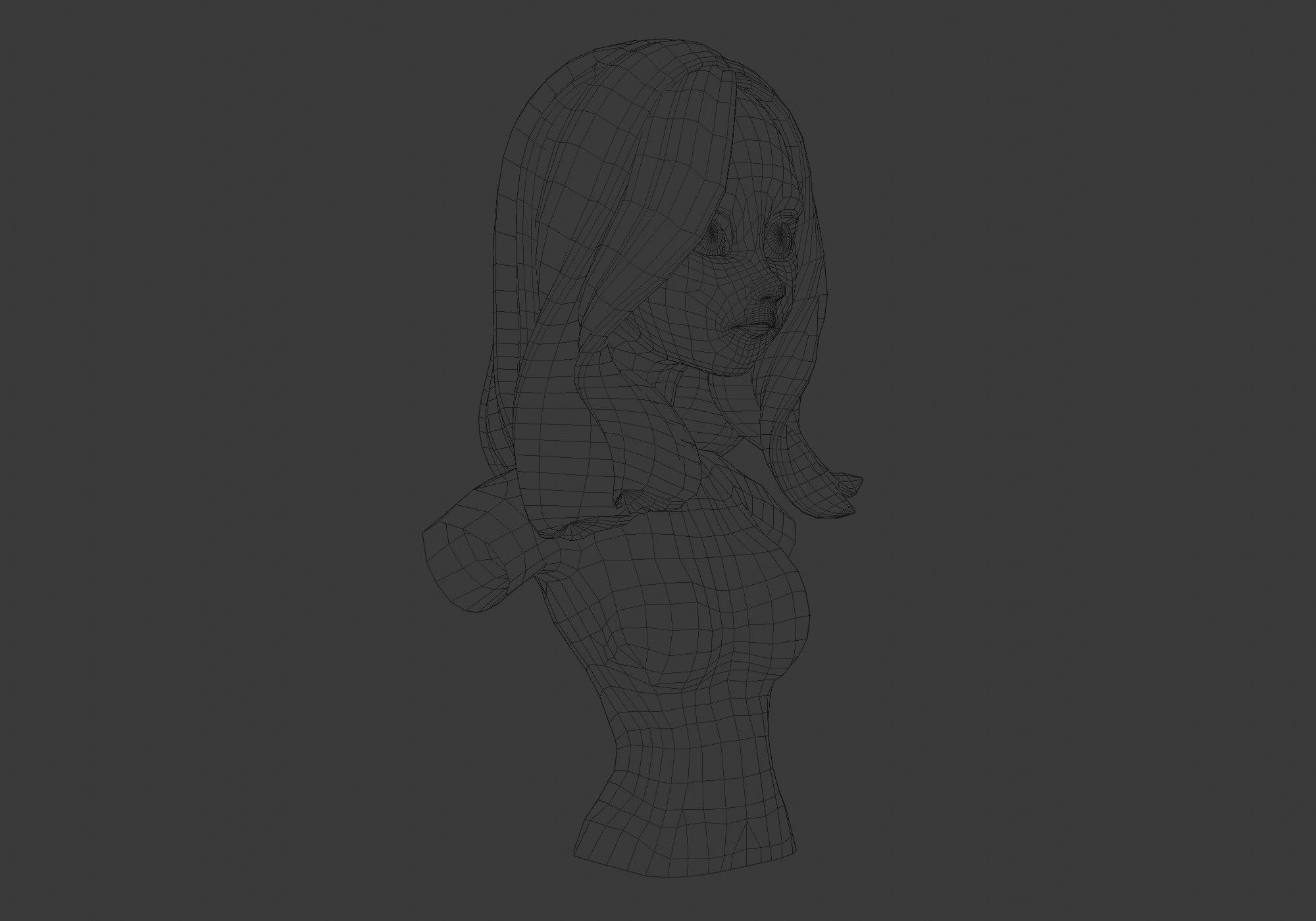 female wavy hairstyle 3D model_6