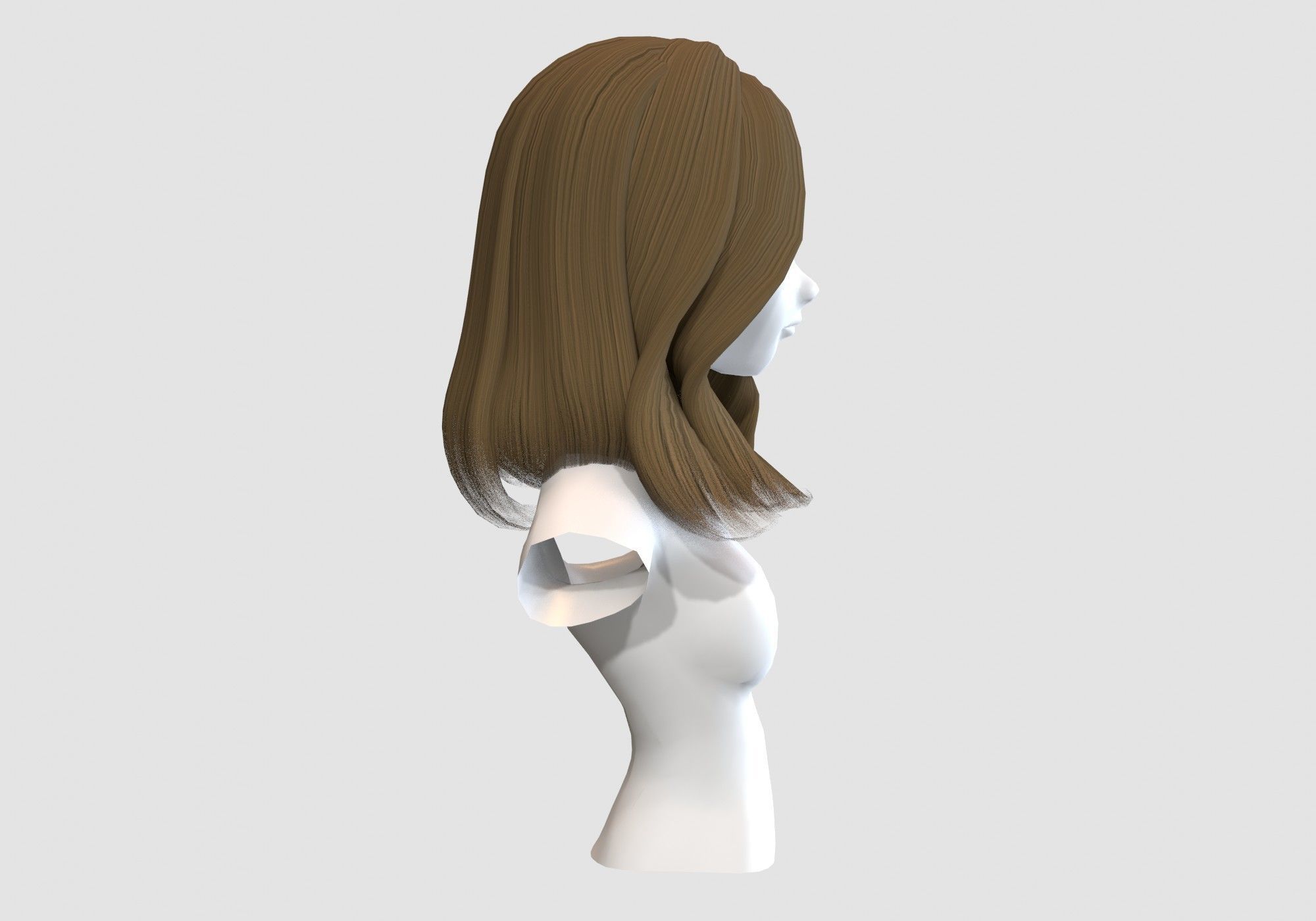 female wavy hairstyle 3D model_2