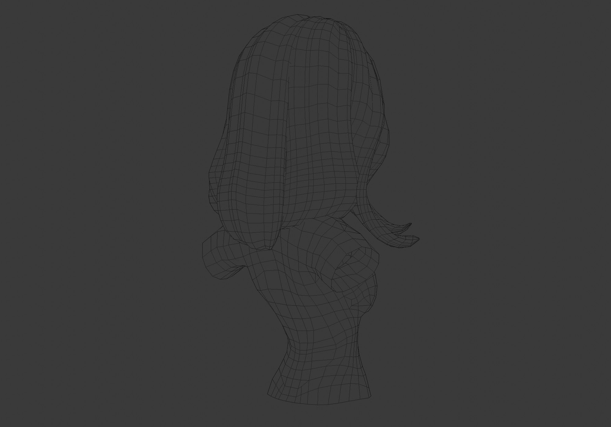 female wavy hairstyle 3D model_8