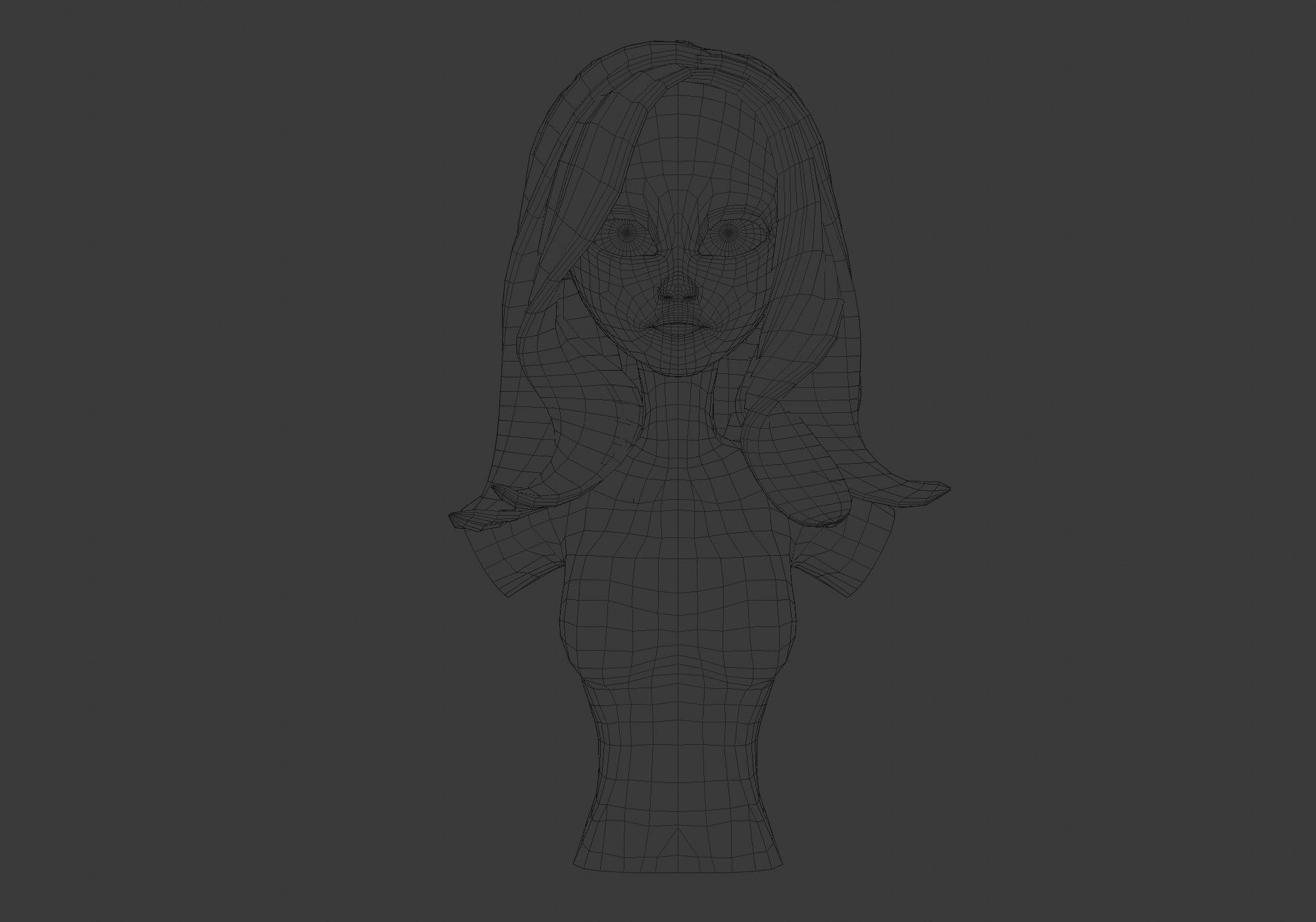 female wavy hairstyle 3D model_5