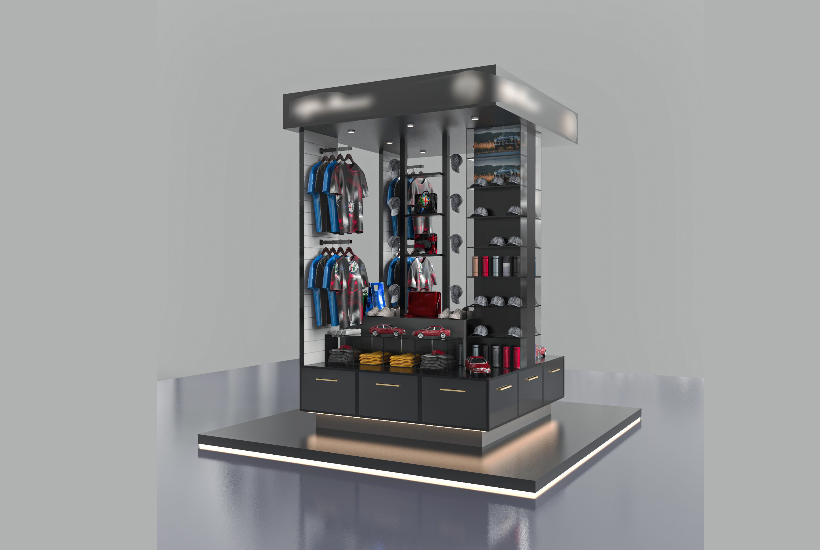 Kiosk Design Low-poly 3D model_3
