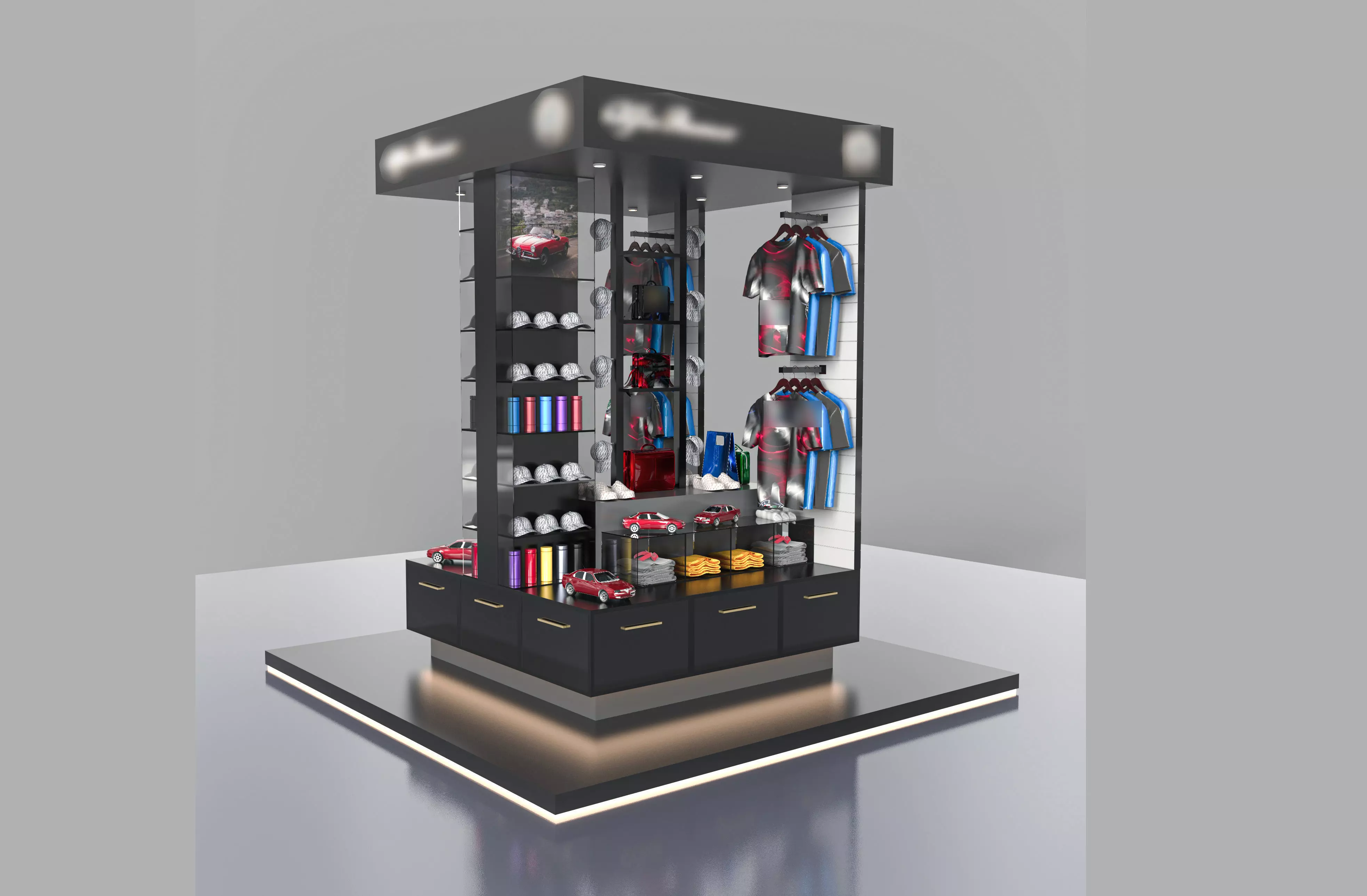 Kiosk Design Low-poly 3D model_0