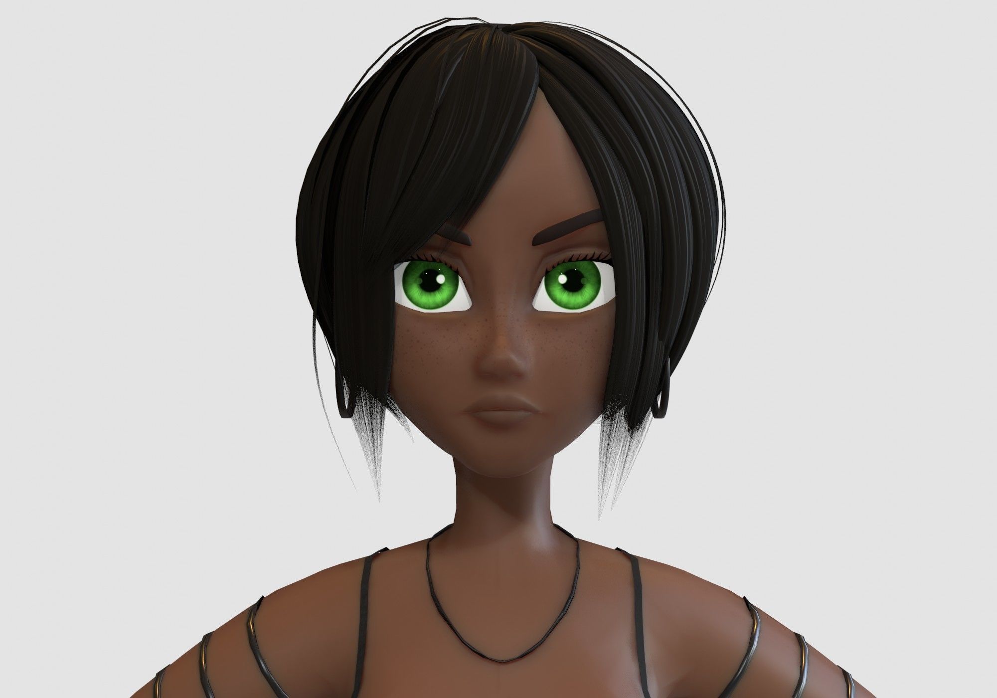 black cartoon girl 3D model_4