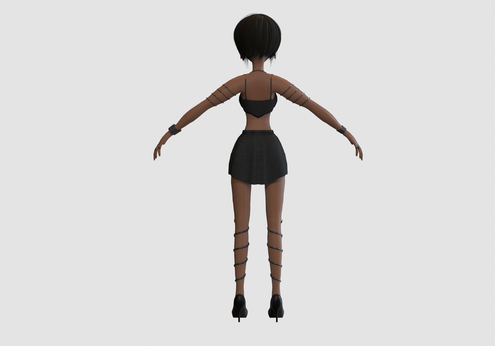 black cartoon girl 3D model_3