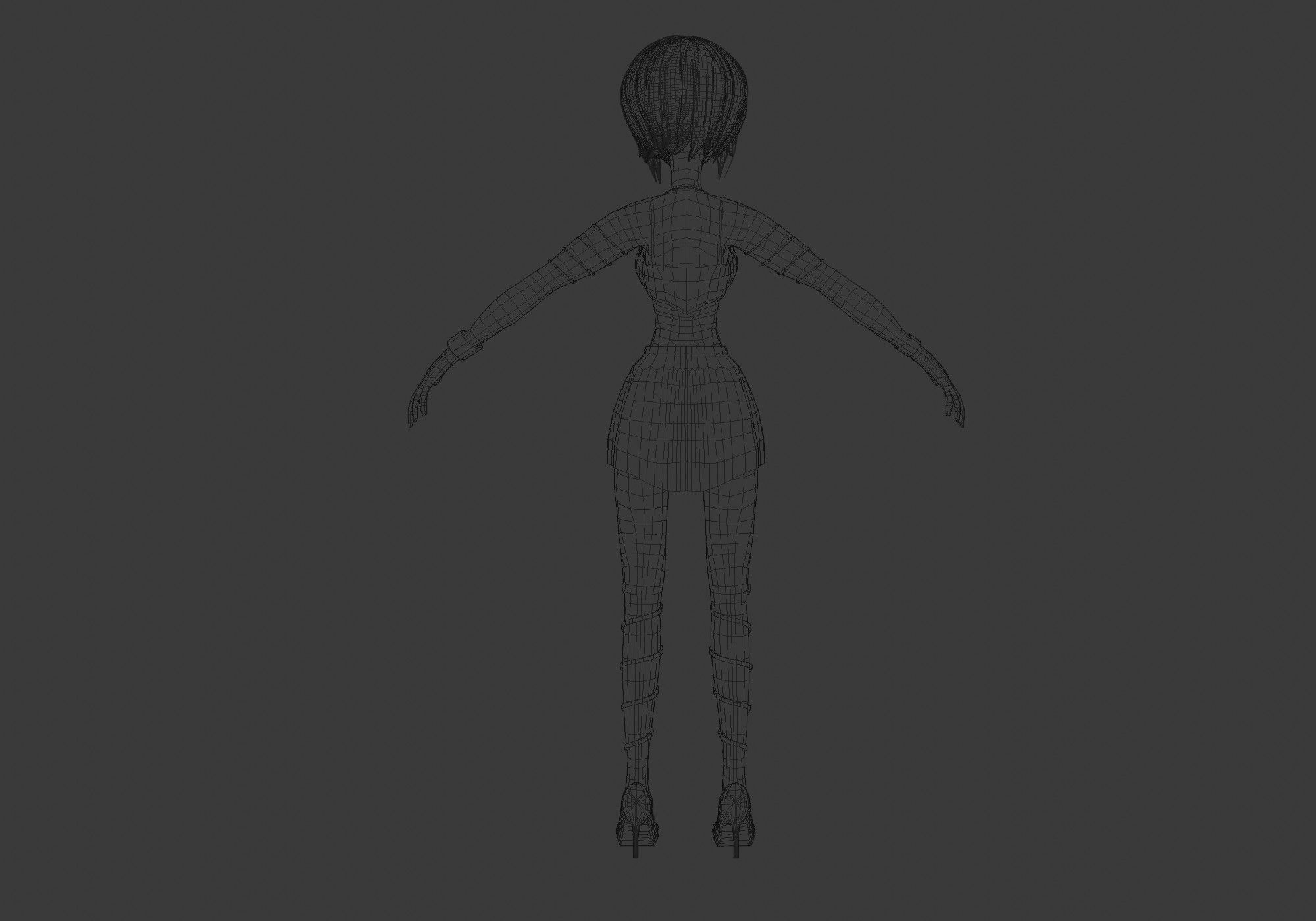 black cartoon girl 3D model_8