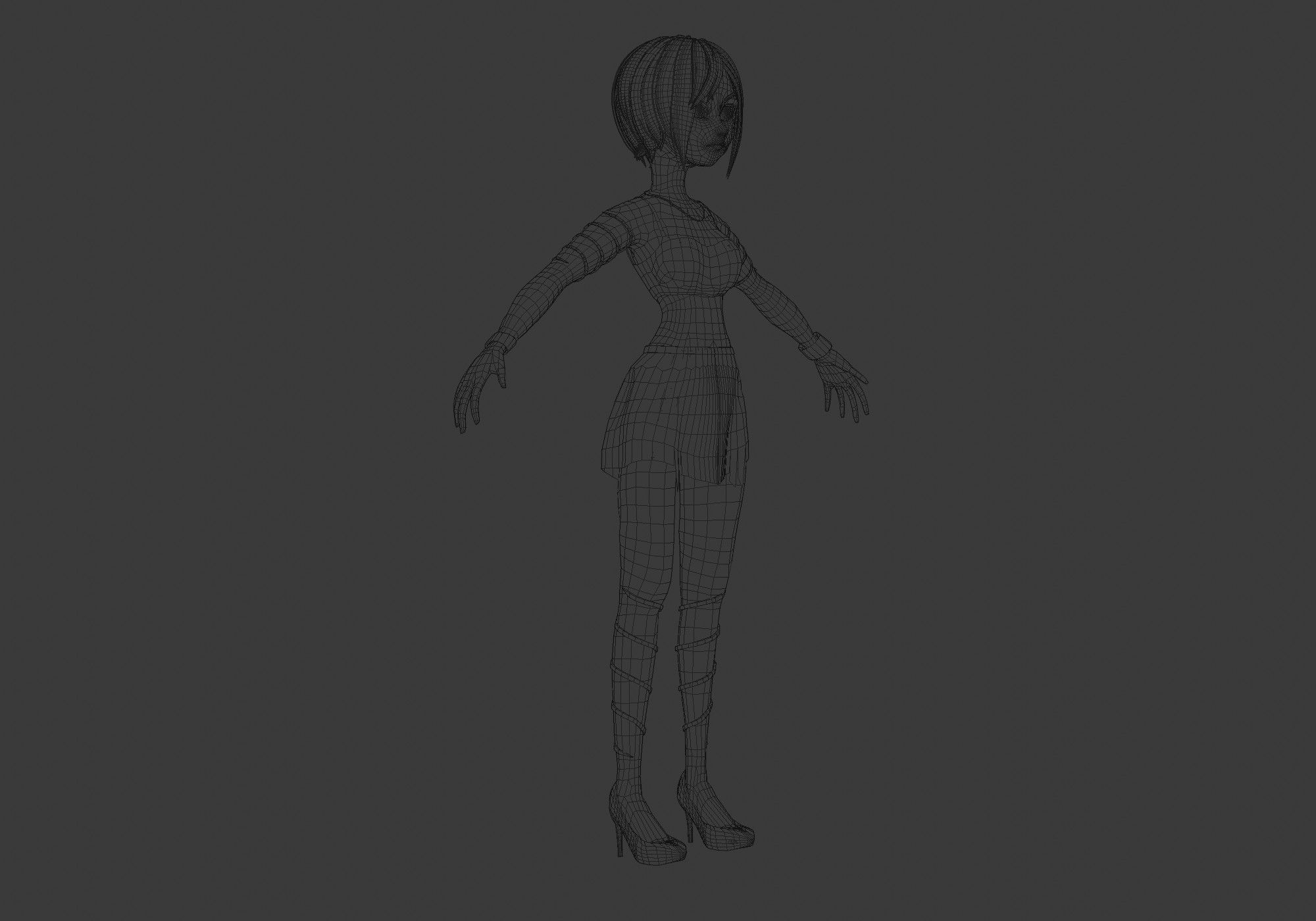 black cartoon girl 3D model_6