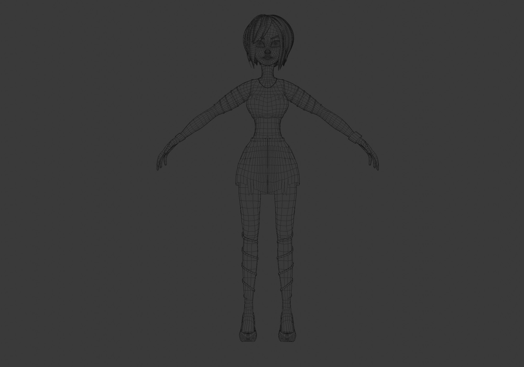 black cartoon girl 3D model_5