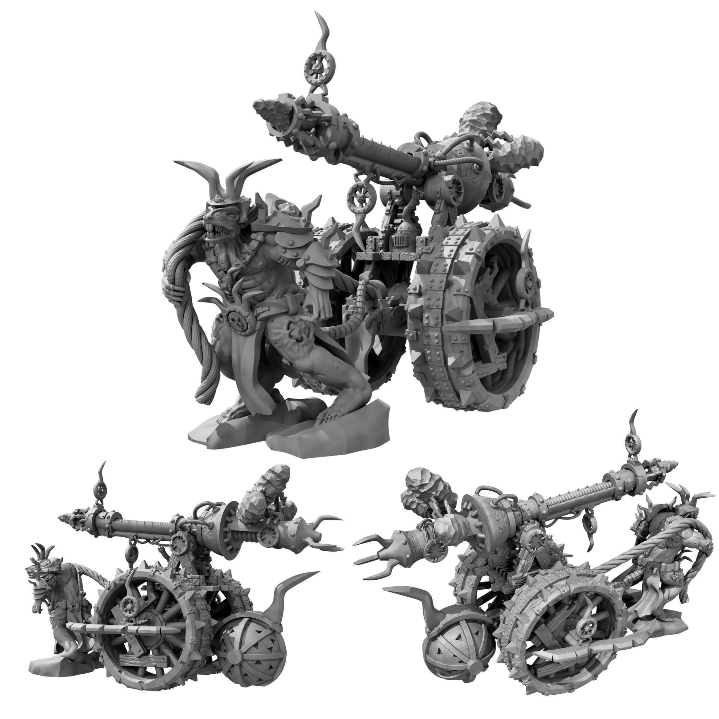 Rat Swarms Lighting Cannon Fantasy Miniature  3D print model_3