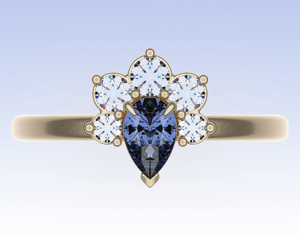 Ring Pear Half Halo 3D print model_3