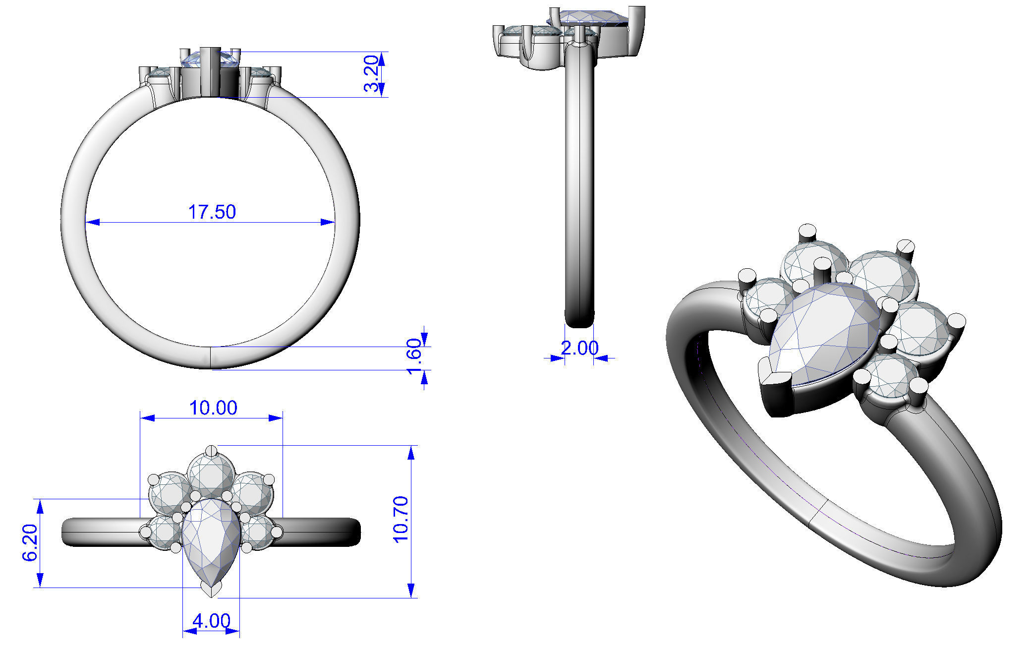Ring Pear Half Halo 3D print model_8