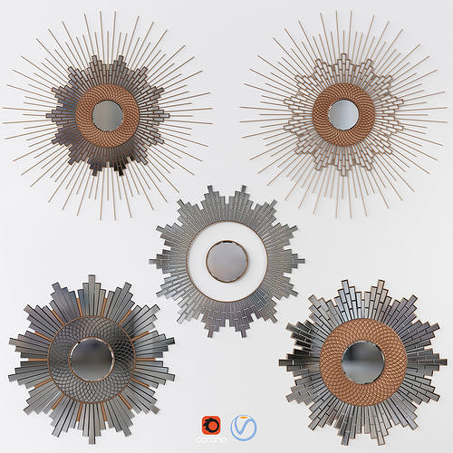 SUNRISE-MIRROR SET sunburst wall mirror 3D model