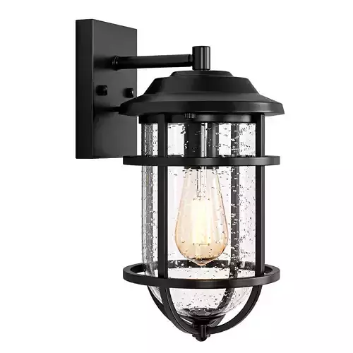 Wimborne Black Seeded Glass Outdoor Wall Lantern