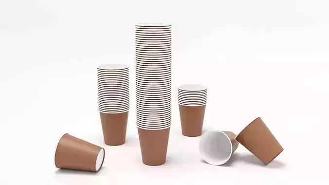 Paper cup hot drink realistic model Low-poly 3D model