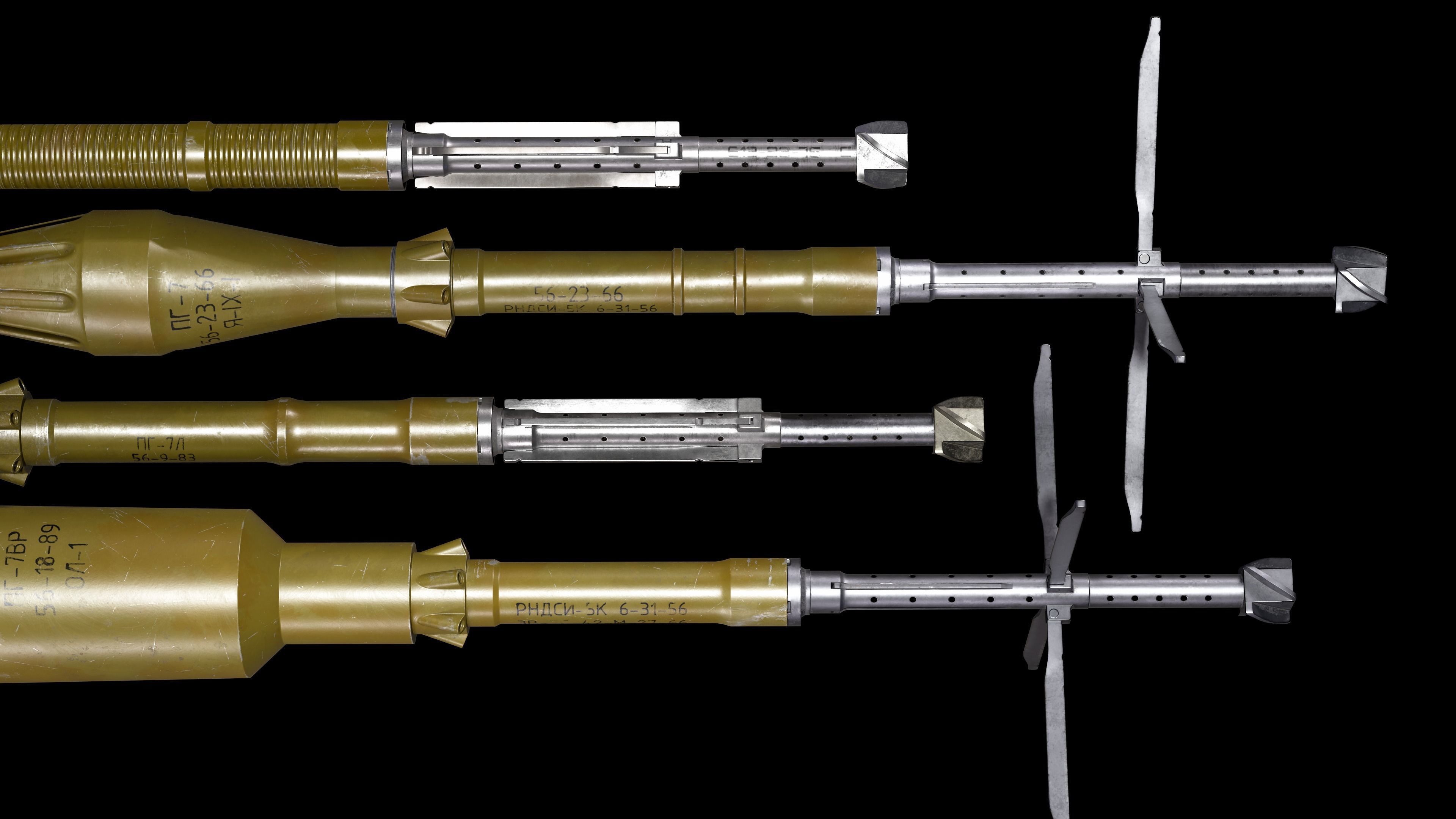 RPG7 Missiles  OG-7V  PG-7  PG-7L  PG-7R Low-poly 3D model_6