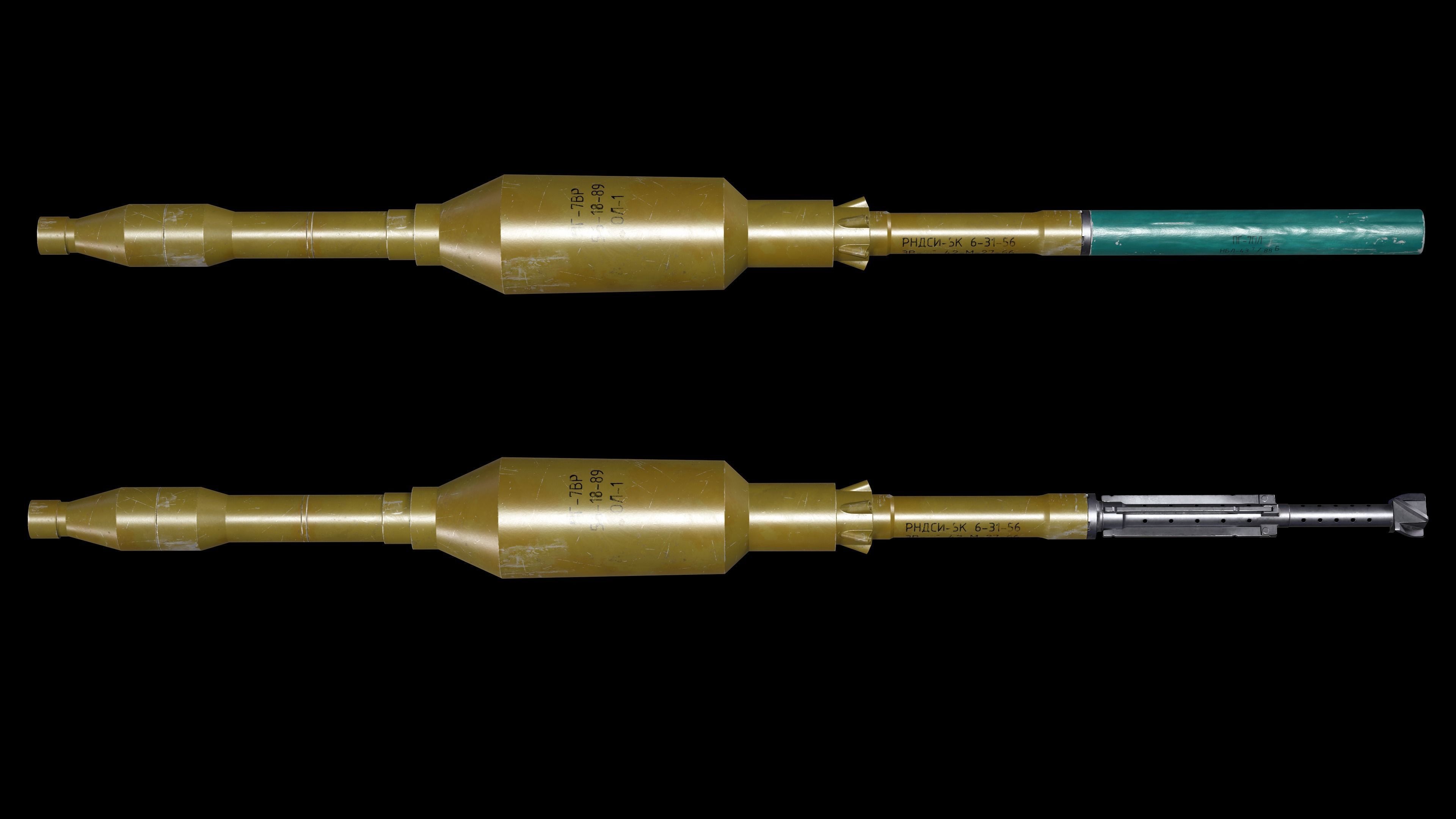 RPG7 Missiles  OG-7V  PG-7  PG-7L  PG-7R Low-poly 3D model_13