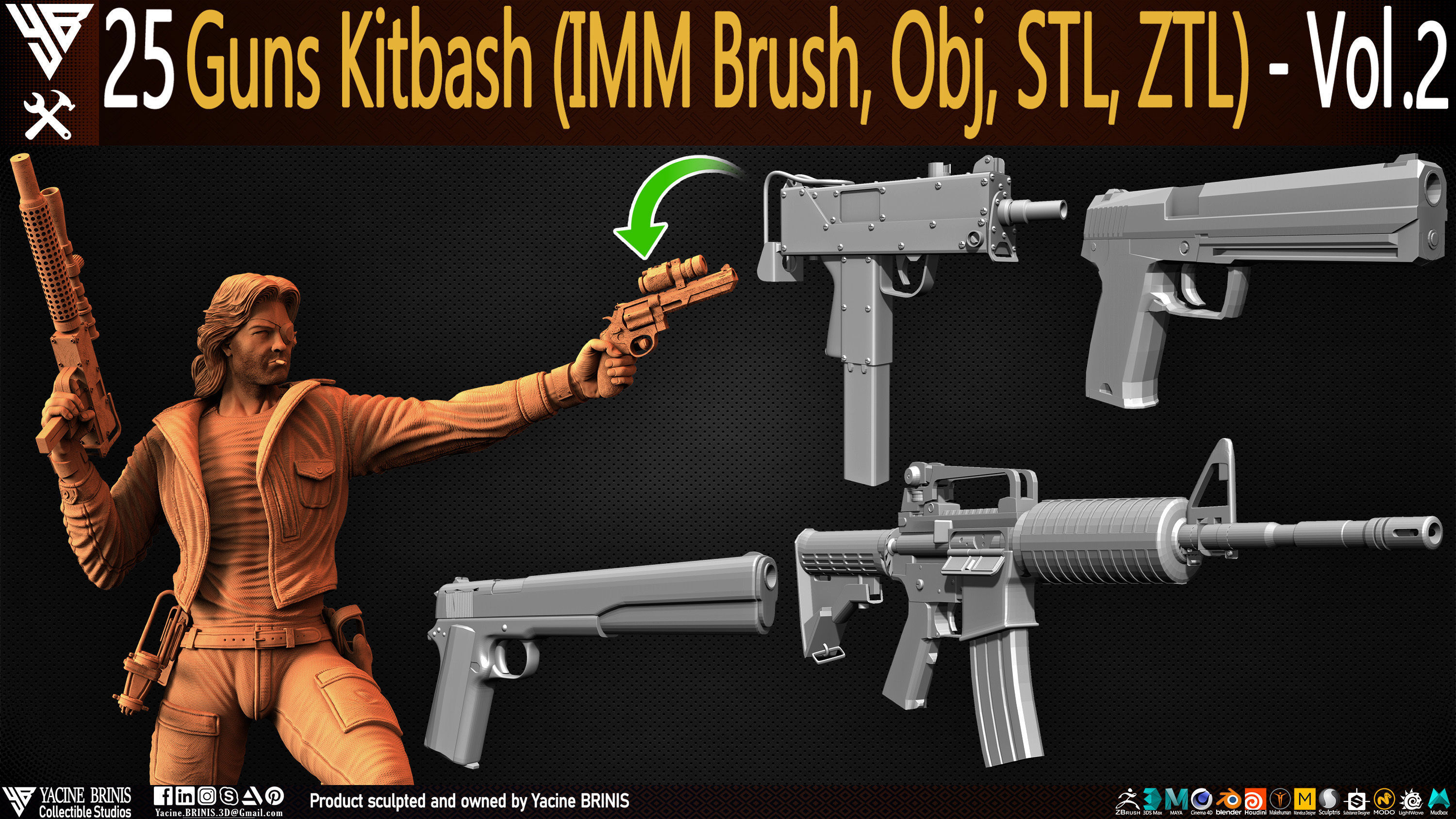 3D model 25 Guns Kitbash Vol 02 VR / AR / low-poly | CGTrader