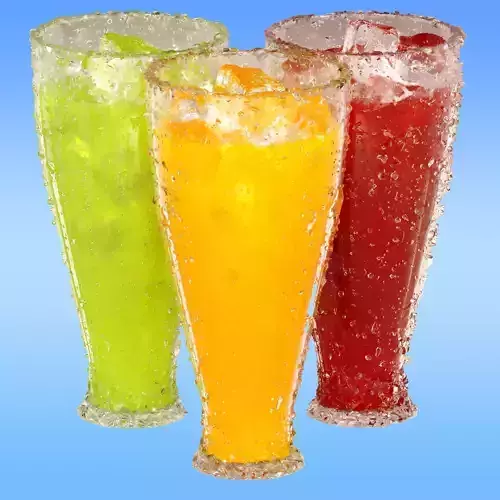 3D model of icy juice orange  strawberry lime designed in 3dsmax