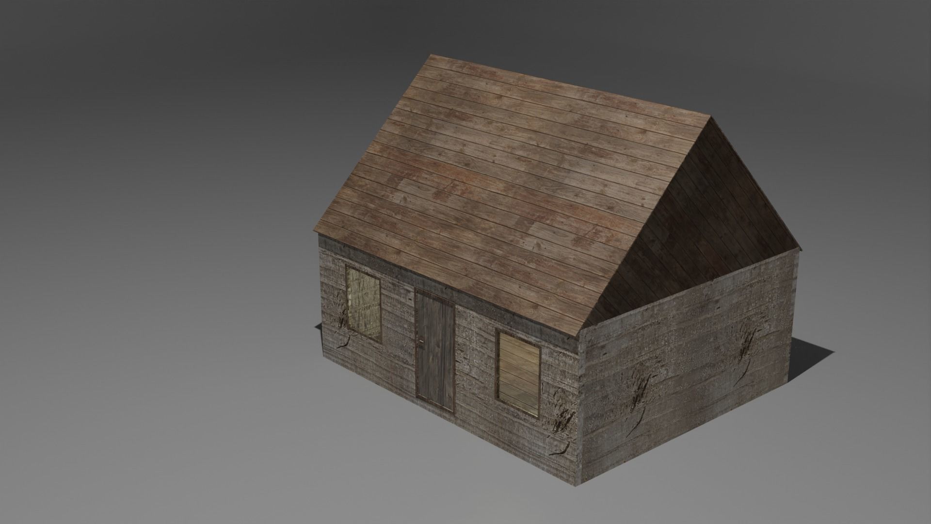 Shack wooden house Free low-poly 3D model_3