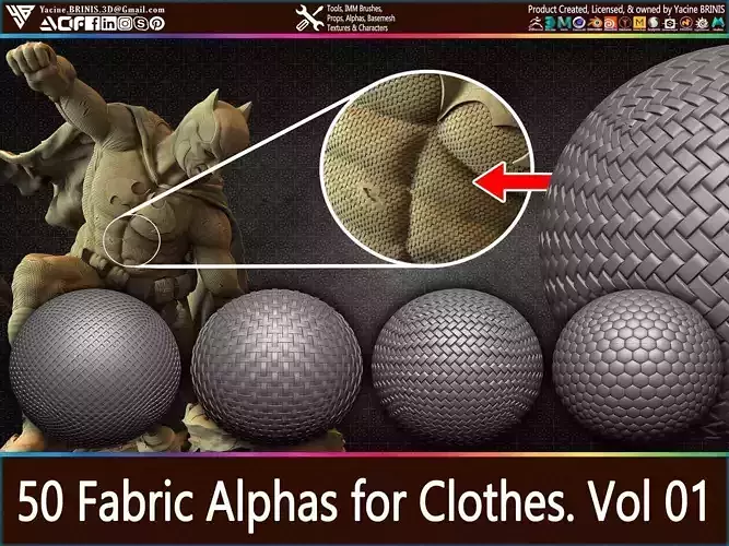 50 Fabric Alphas for Clothes Vol 01 Low-poly 3D model