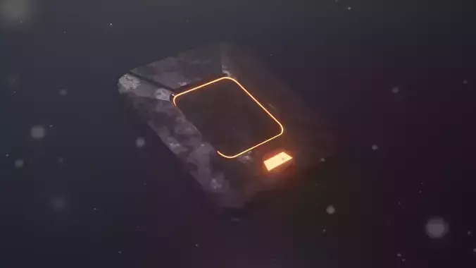 SensorSPX spacecraft with orange light