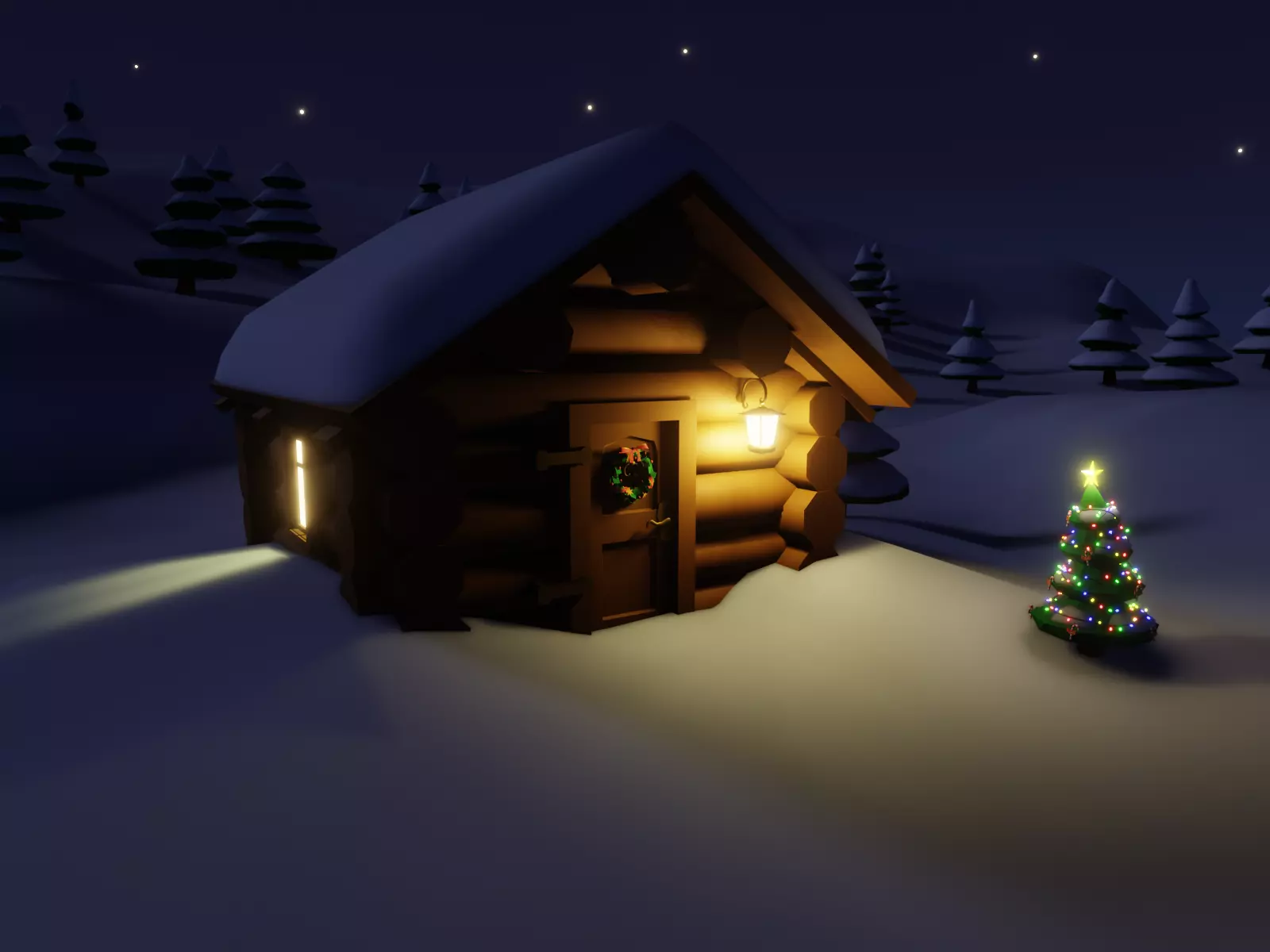 Christmas Snow House Low-poly 3D model_0