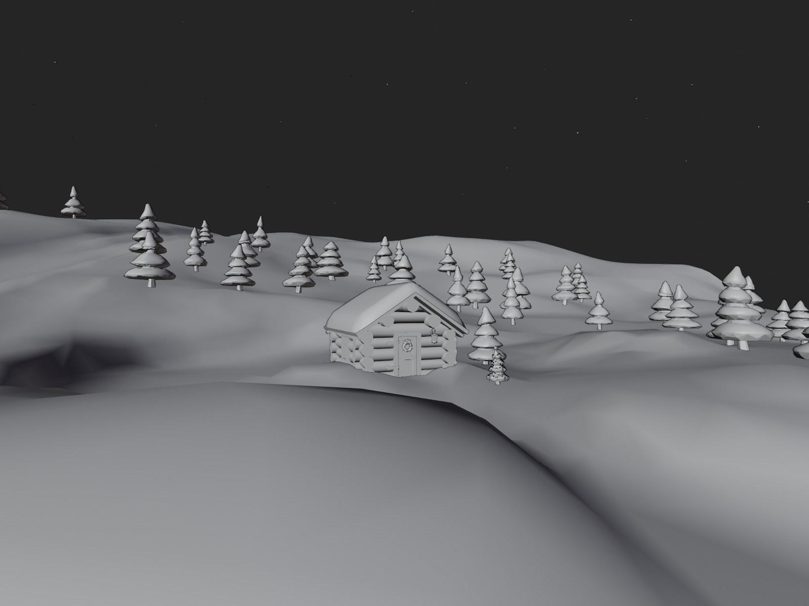 Christmas Snow House Low-poly 3D model_3