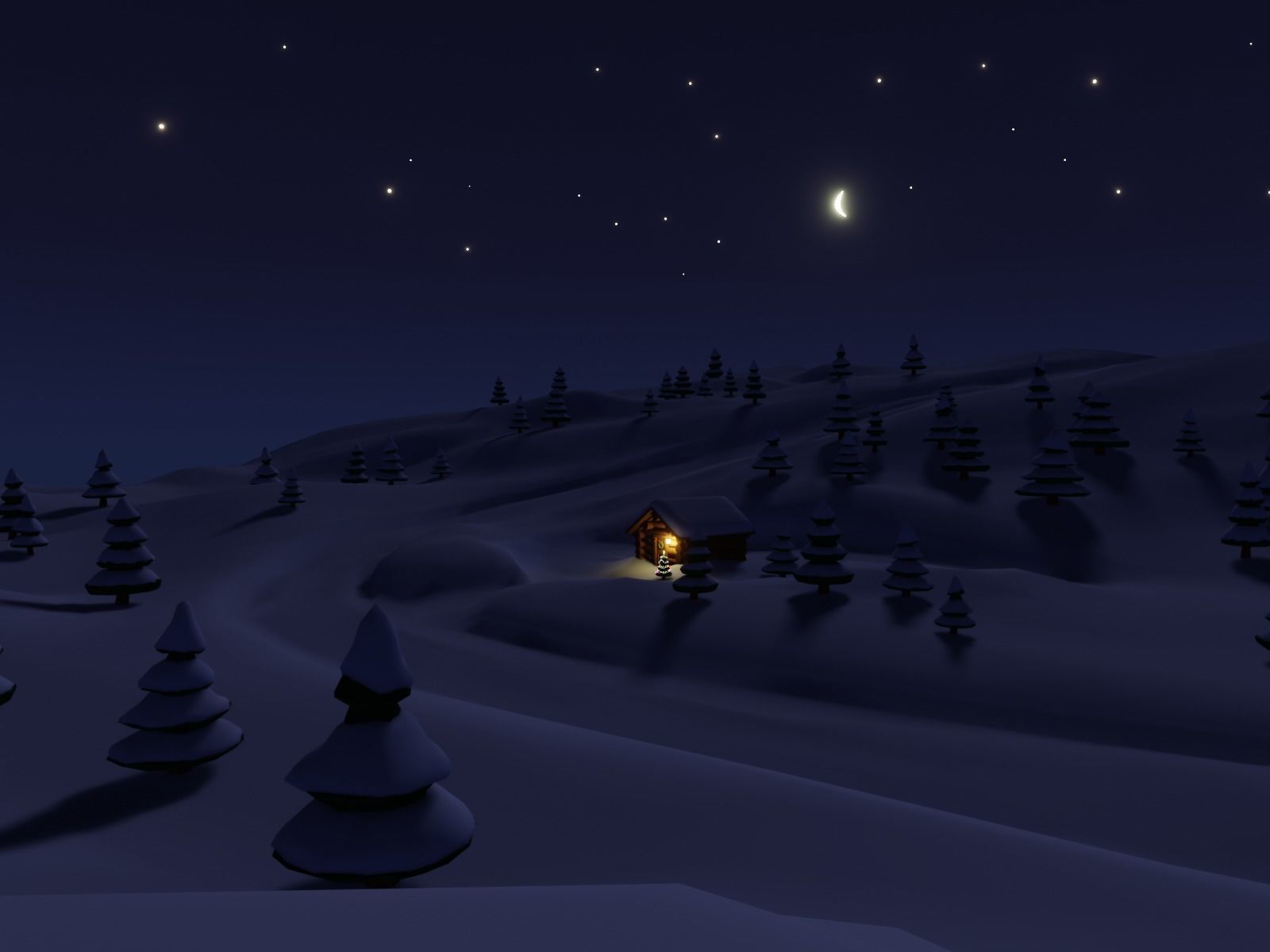 Christmas Snow House Low-poly 3D model_2