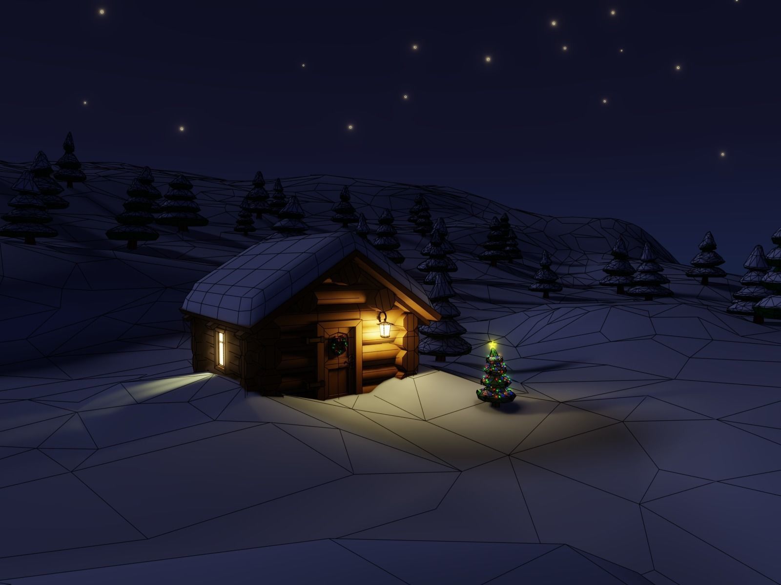 Christmas Snow House Low-poly 3D model_1