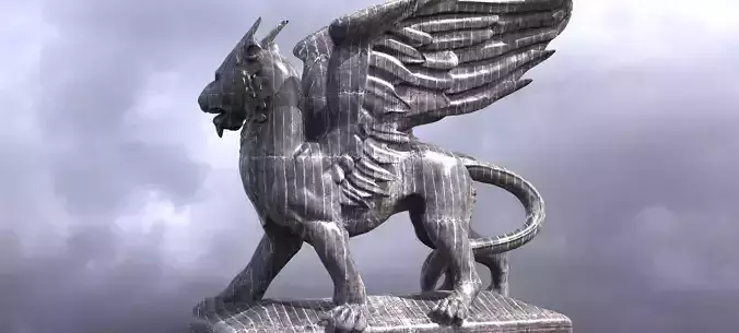 Flying Lion Baroque Statue 2 3D model