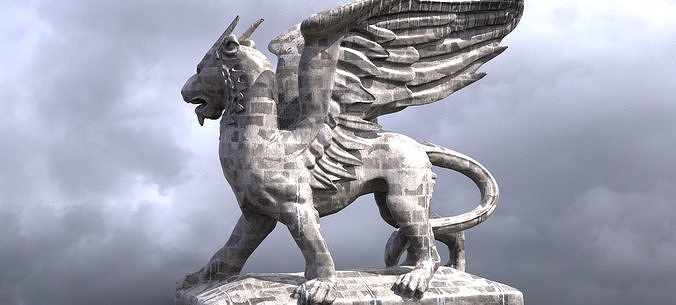Flying Aslan Baroque Statue  3D model