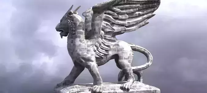 Flying Aslan Baroque Statue  3D model