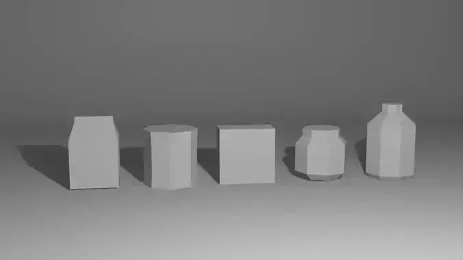 Low Poly Food different bottles and boxes