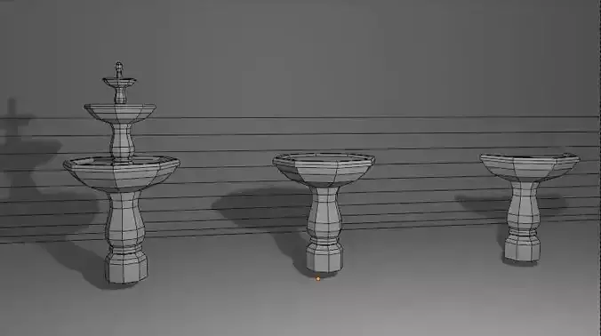 Low Poly Fountains three