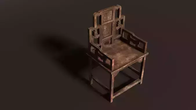 3D Chair - Chinese Wooden Chair Antique Furniture Low-poly 3D model