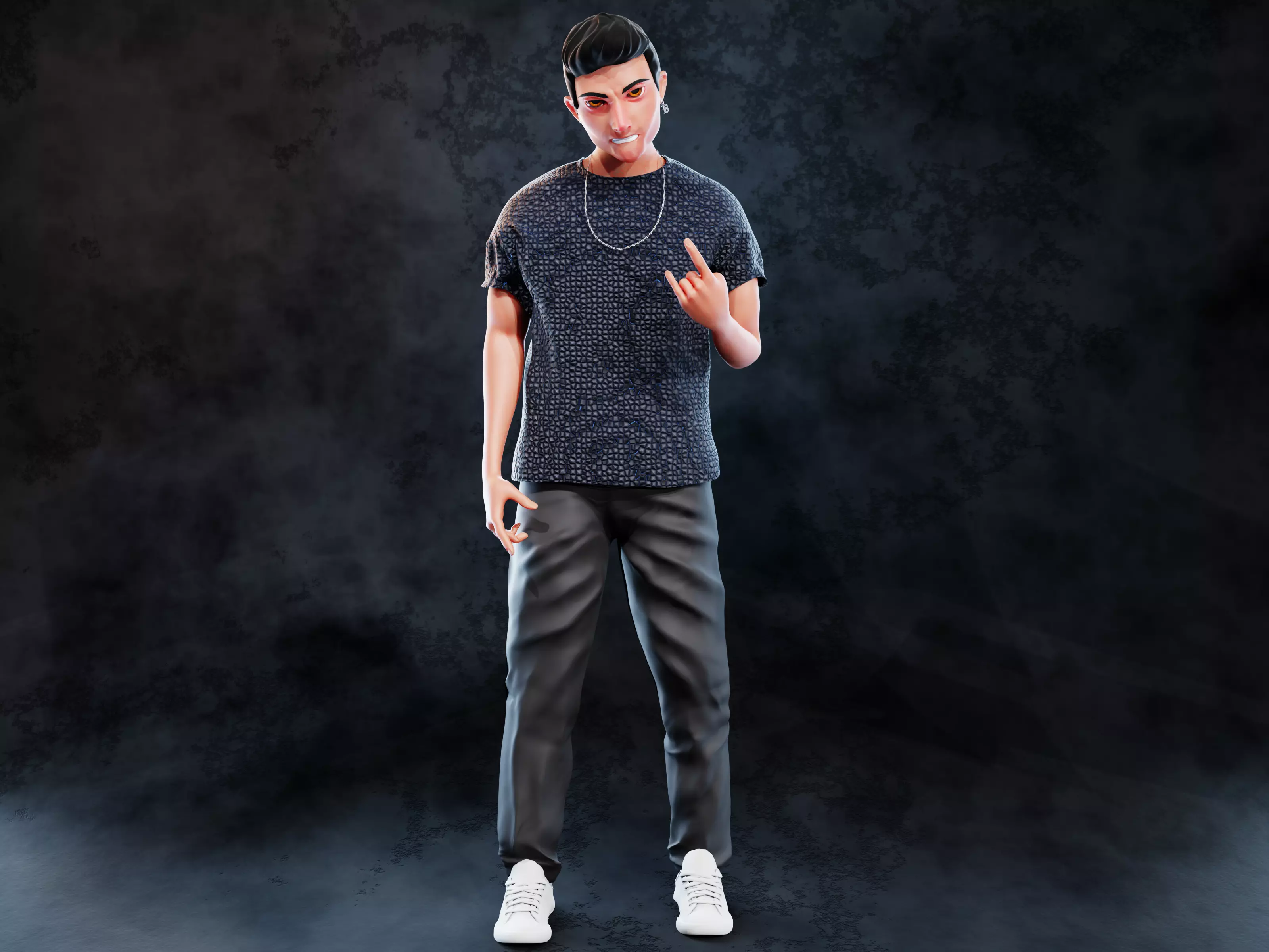 bad boy character Low-poly 3D model_0