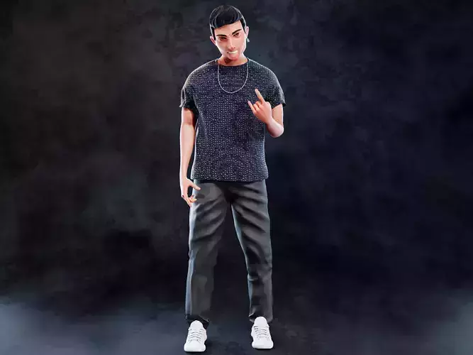 bad boy character Low-poly 3D model