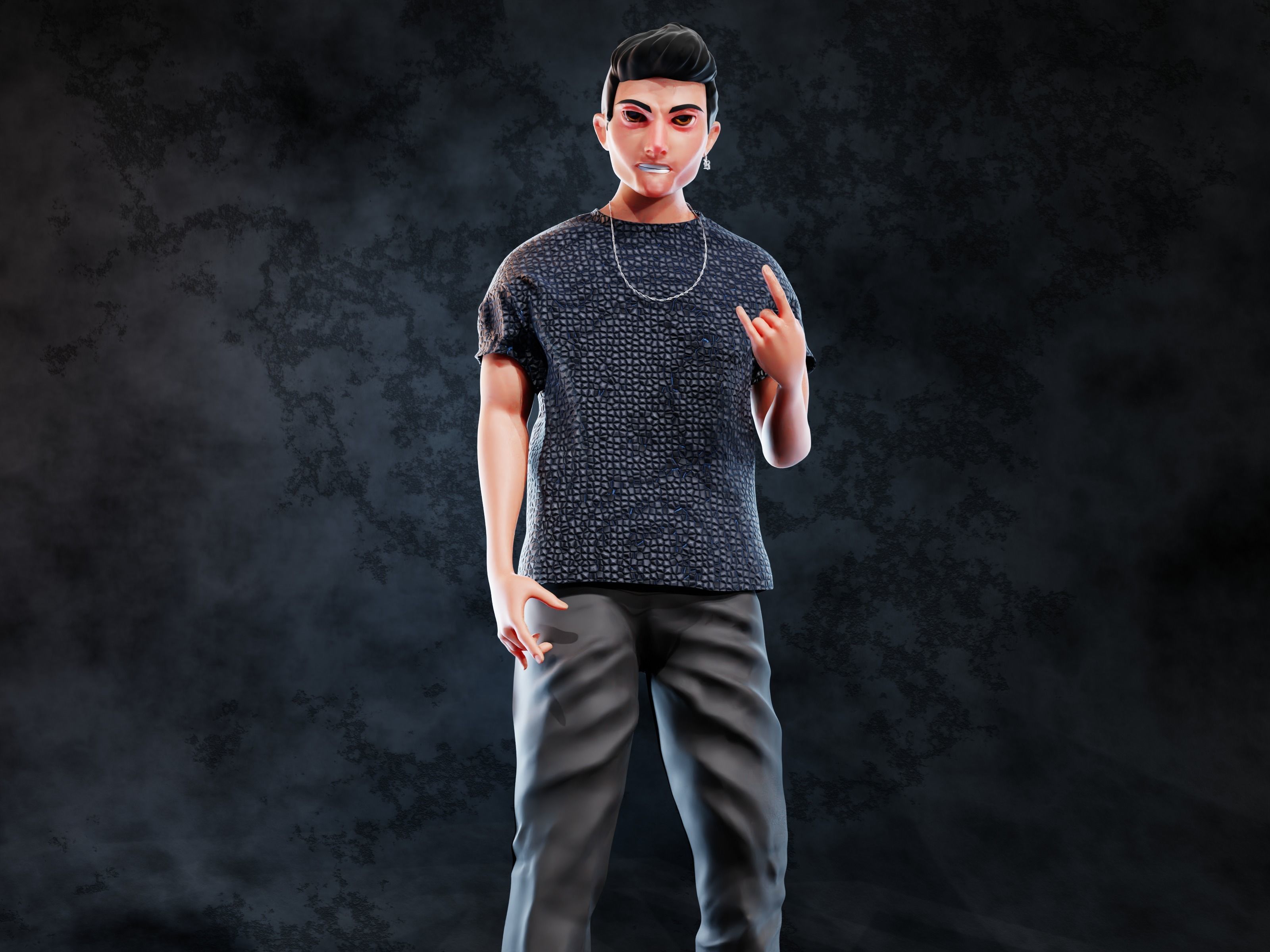 bad boy character Low-poly 3D model_1