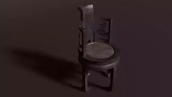 Chinese Wooden Chair Antique Furniture Circular Low-poly 3D model