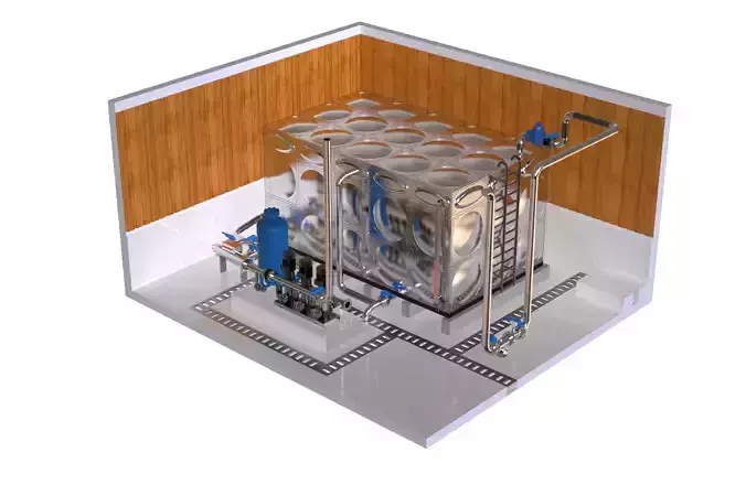 Small water supply pump house model