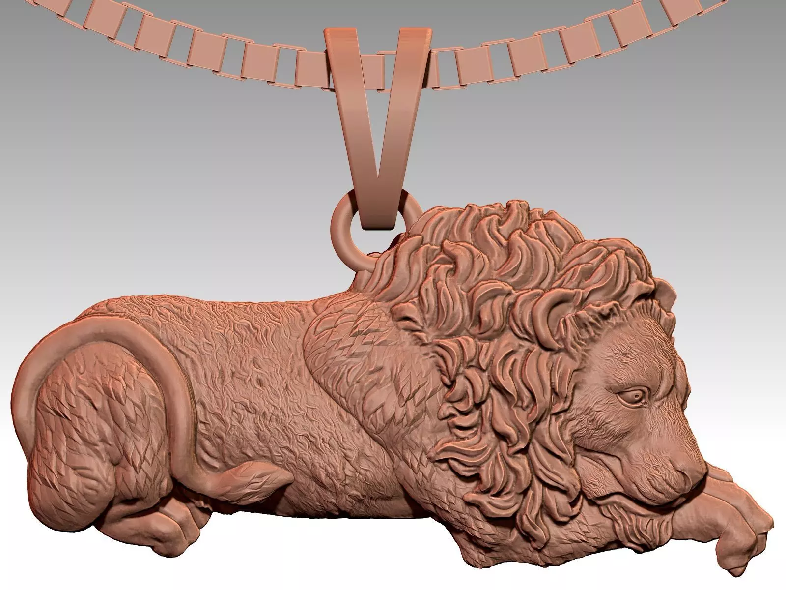 Lion pendant silver gold sterling jewelry printable 3D model 3D print model