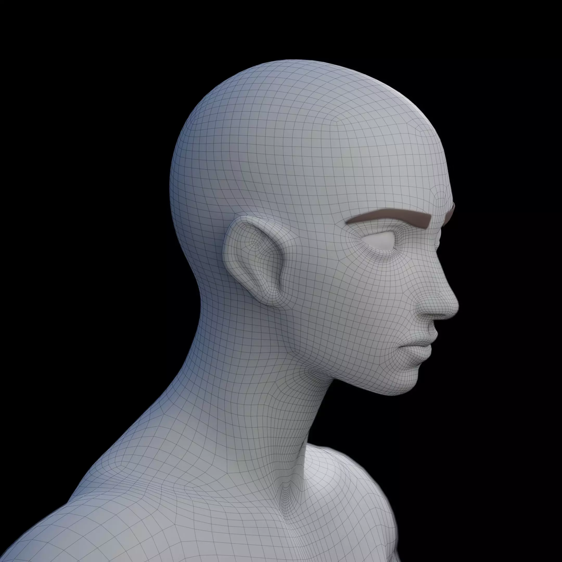 Stylized Female Base Mesh Low-poly 3D model_0