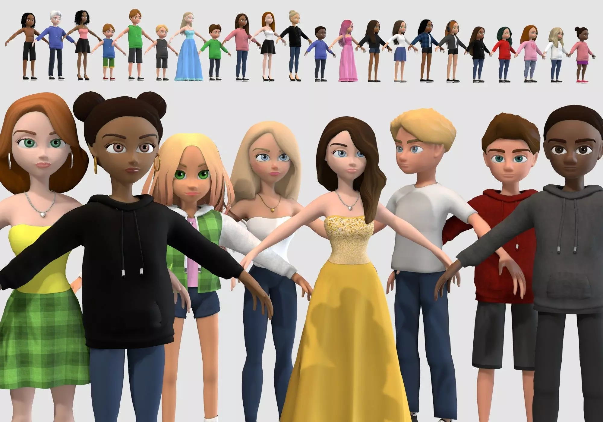 cartoon characters collection 3D model_0