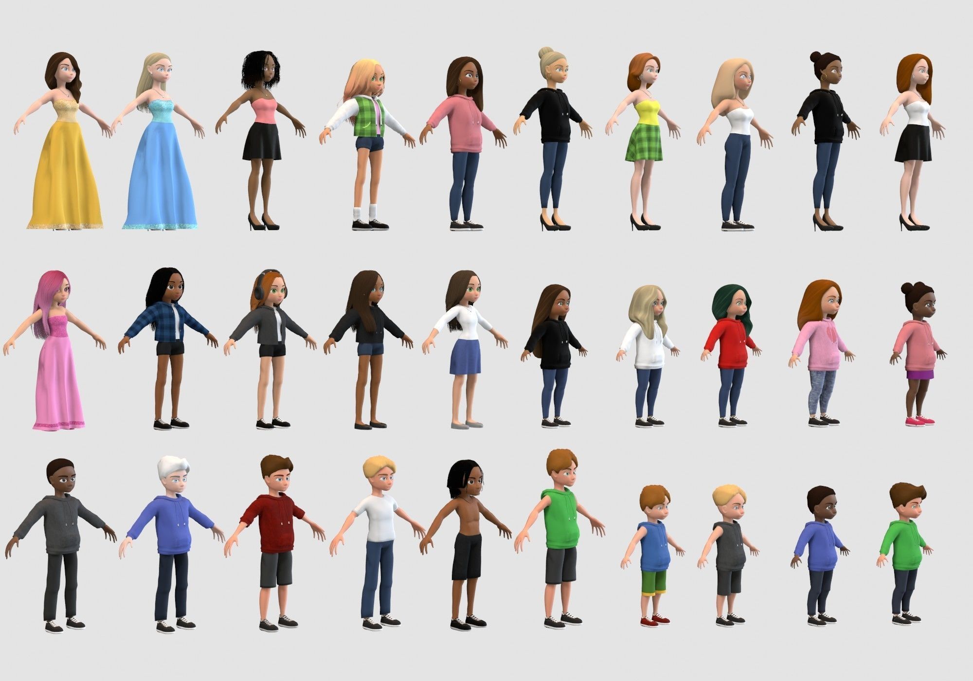 cartoon characters collection 3D model_2