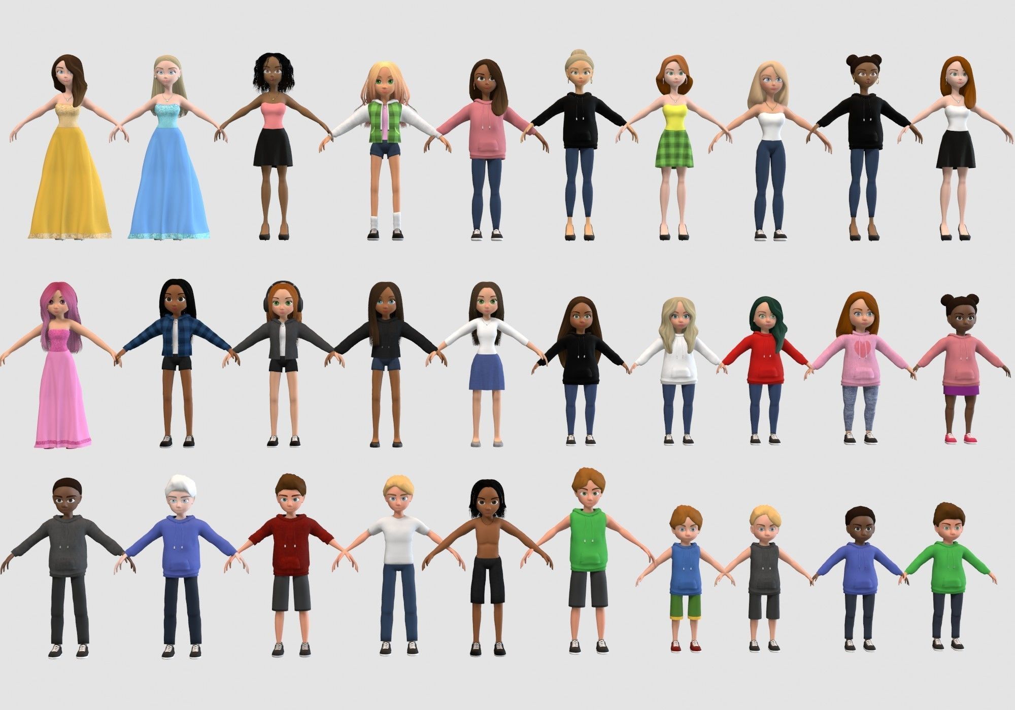 cartoon characters collection 3D model_1