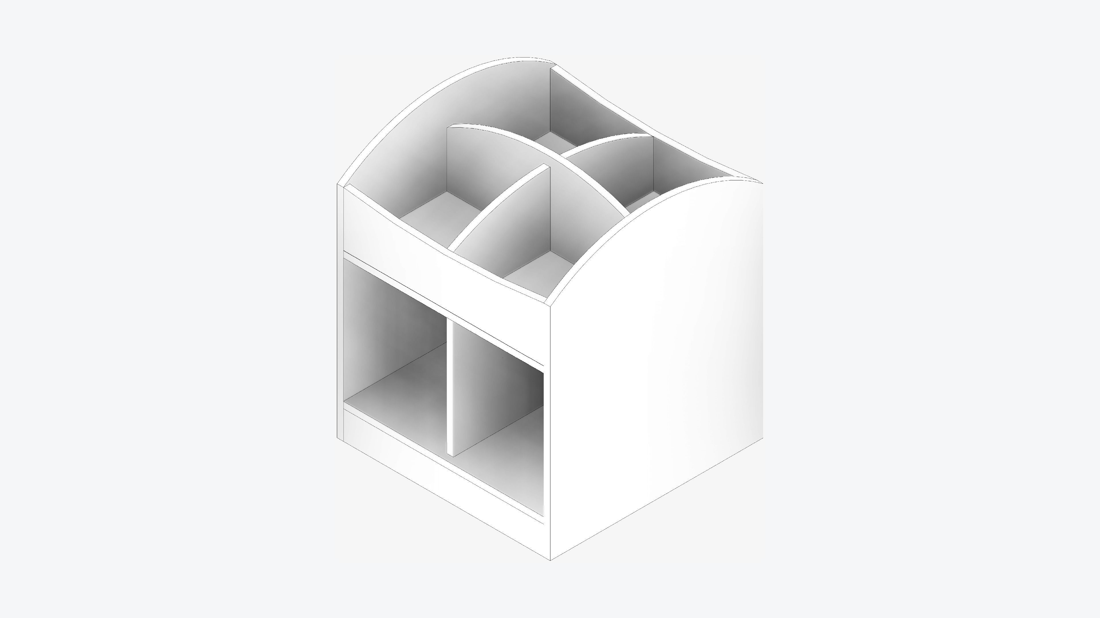 Book Box - Library - Integral - Single Low-poly 3D model_2