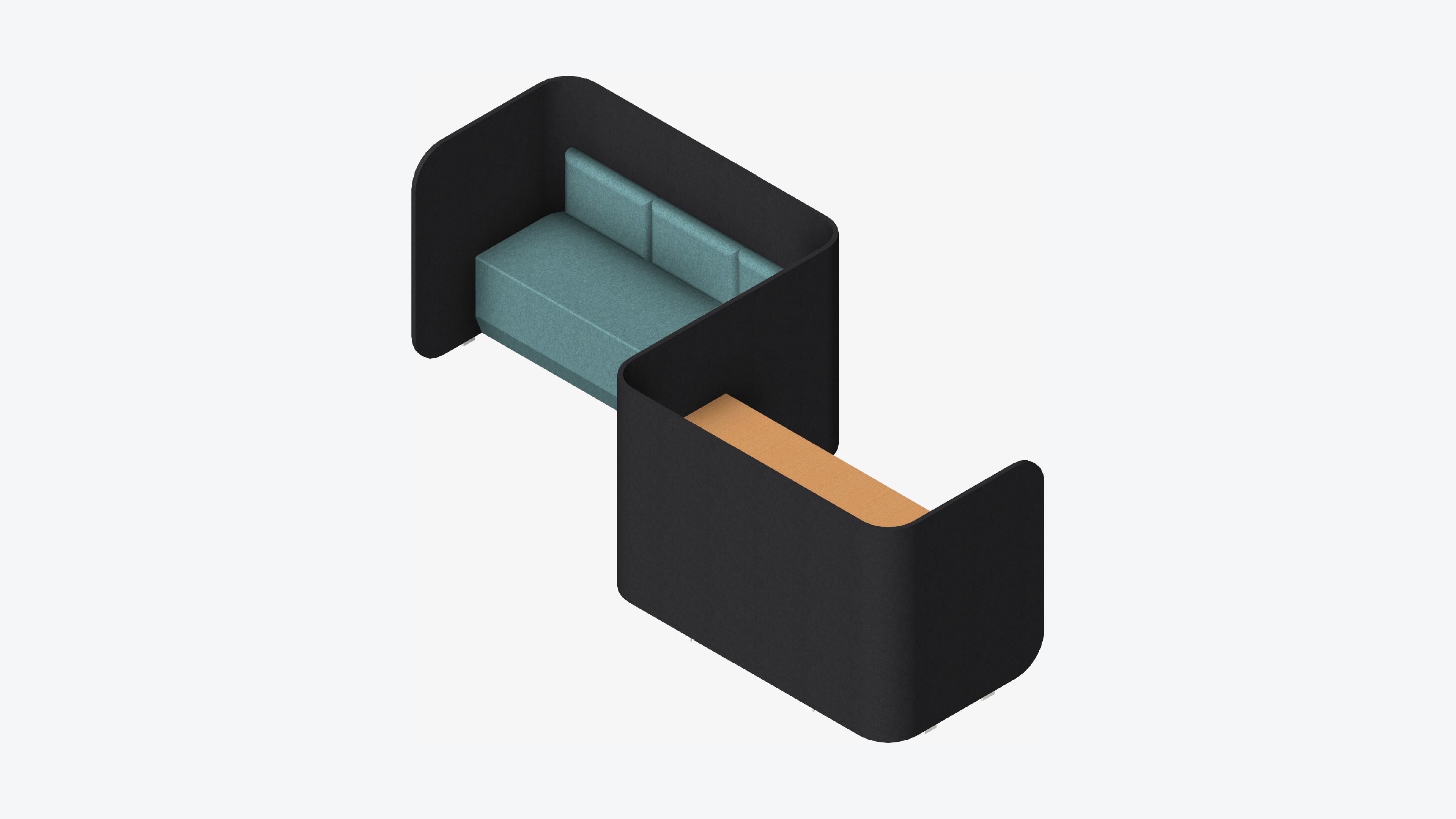 Booth - Simplicity - S Curve - Ottoman Combo Low-poly 3D model_6