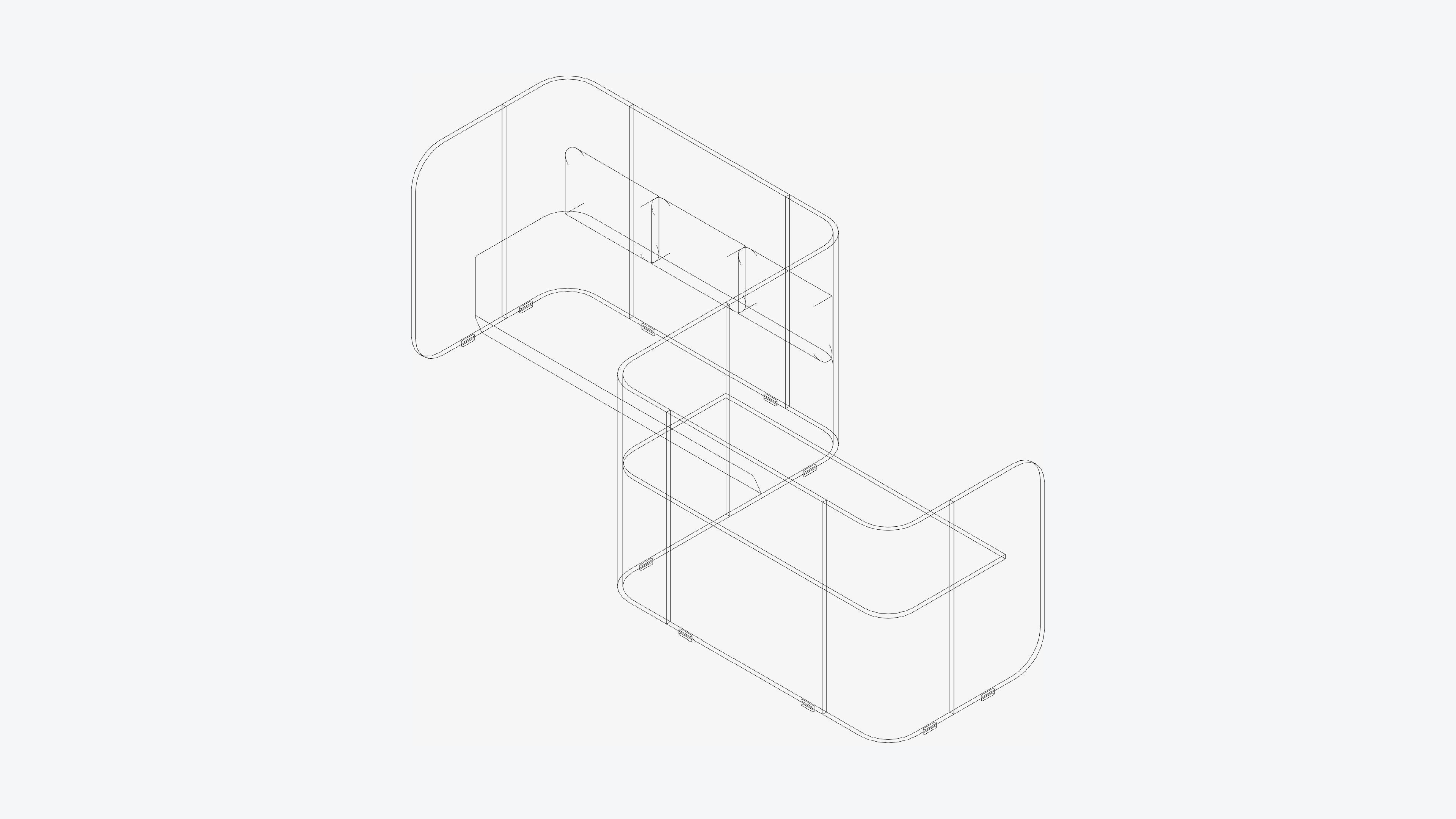 Booth - Simplicity - S Curve - Ottoman Combo Low-poly 3D model_3