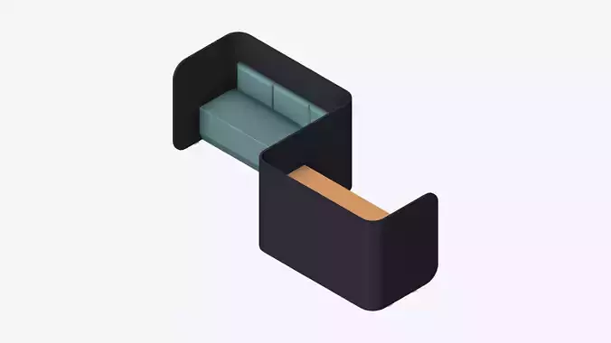 Booth - Simplicity - S Curve - Ottoman Combo Low-poly 3D model