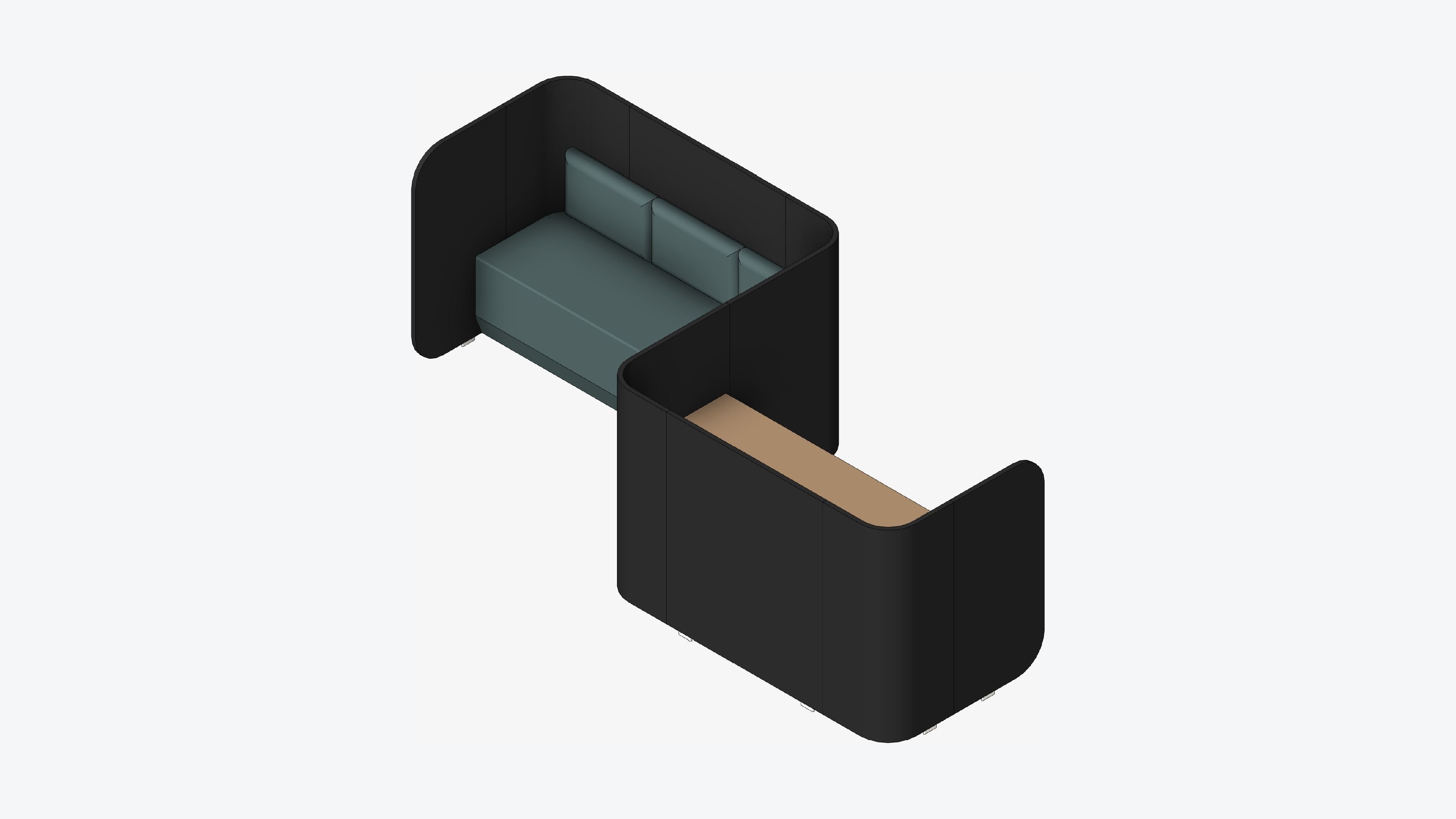 Booth - Simplicity - S Curve - Ottoman Combo Low-poly 3D model_1