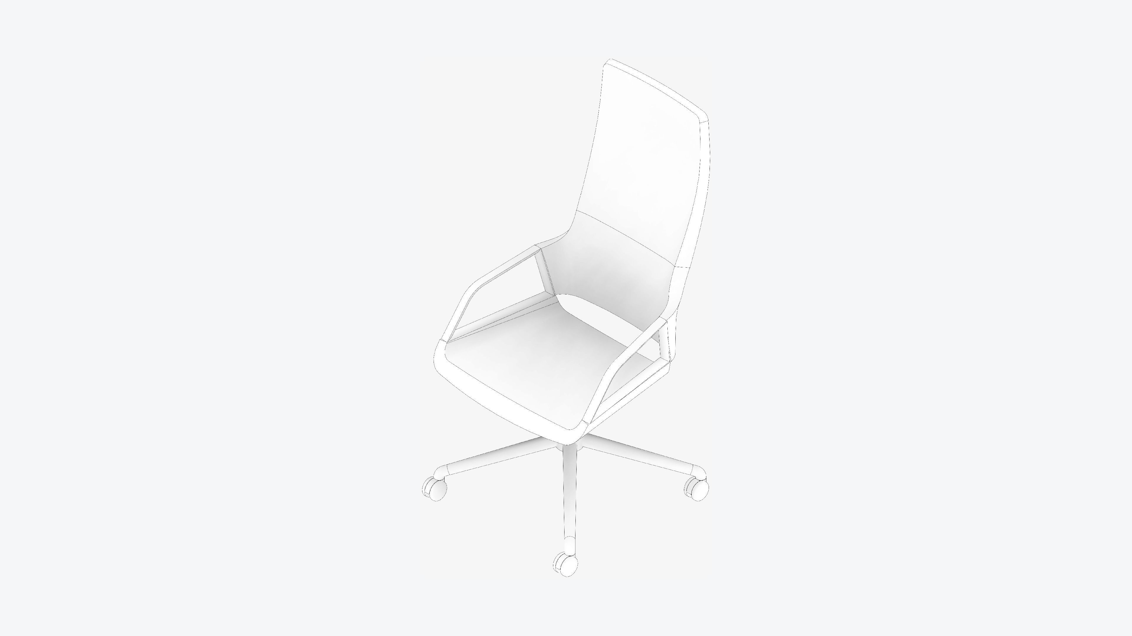 Chair - Conference - Worksmart - 4 Star Castors - Rocking Low-poly 3D model_2